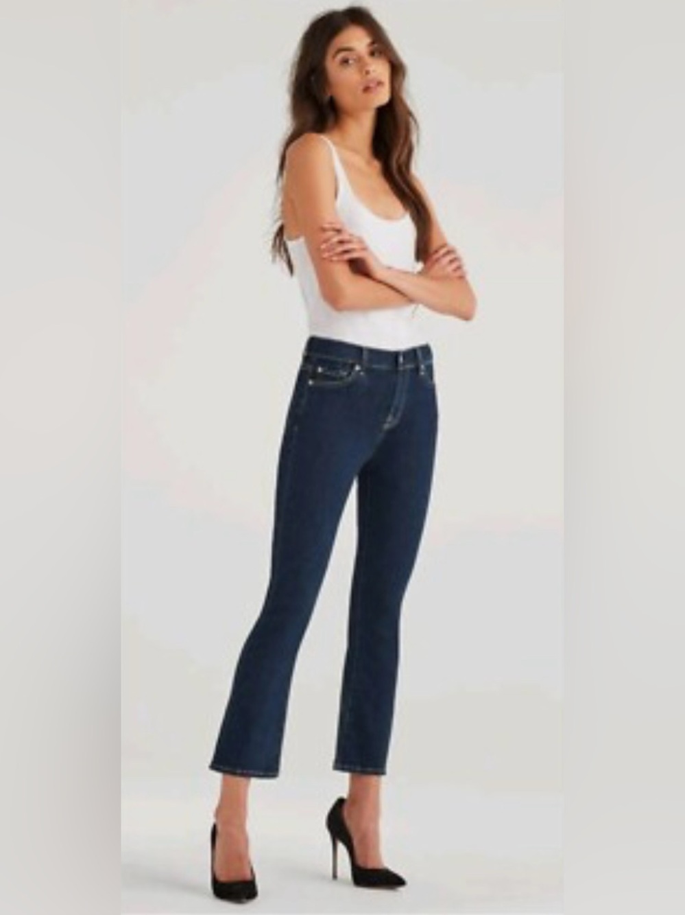7 For All Mankind High Waist Slim Kick Dark Blue Denim Size 27